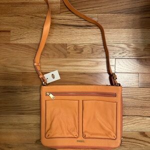 Fossil Orange Crossbody Bag with Adjustable Strap